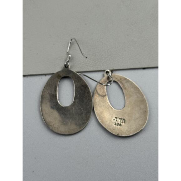 TM-121 Taxco Mexico Sterling Silver Pierced Earrings Inlaid Stone - Picture 7 of 12